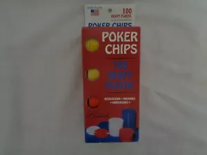 Poker Chips 100 Heavy Duty Interlocking Washable Unbreakable Made In USA USED - Picture 1 of 12