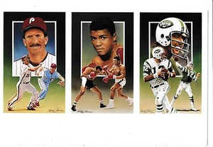 1990 Legends1st Series Postcard UnCut Sheet Joe Namath-Muhammed Ali-Mike Schmidt - Imagen 1 de 2