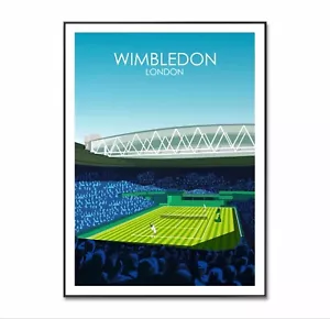 Póster de tenis de Wimbledon, Wimbledon 2024, impresión de cancha central, tenis Grandslam - Imagen 1 de 4