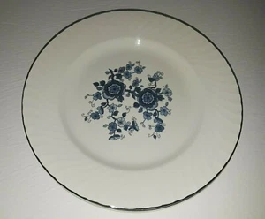 4 Wedgwood England königsblau Blume Platinbesatz Wirbelrand Speiseteller - Bild 1 von 4