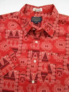 Mens XL Pendleton Surf SS hawaiian shirt coral geometric cotton - Picture 1 of 7