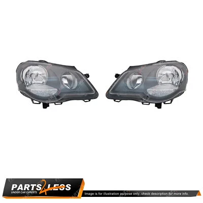Right & Left Headlight for Volkswagen Polo 9N Black 11/2005-02/2010 - image 1 of 2