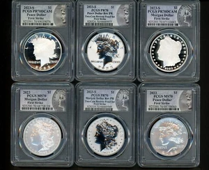2023 US Morgan Peace Silver Dollar $1 PCGS PF70 MS70 FIRST STRIKE COMPLETE SET 6 - Picture 1 of 14