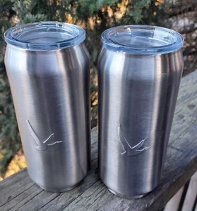Grey Goose Vodka Gebürsteter Edelstahl 6,5" Isolierte Becher mit Deckel 2er Set - Bild 1 von 4