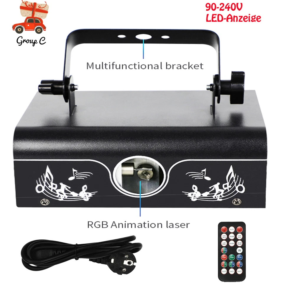 RGB Laser Animation Disco Party Light DMX Strobe Stage Lighting Remote Control / - Image 1 of 4
