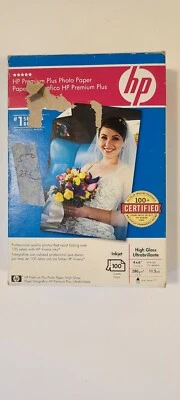 HP Premium Plus Photo Paper 4 x 6 Inch with Tab 100 Sheets High Gloss Inkjet NEW - Image 1 of 2