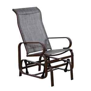 Patio Glider Chair Outdoor Garden Rocking Swing Lounge Seat High Back Brown/Grey