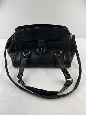 Bolso de Mano Rolf’s Pequeño Negro Cuero Genuino Doble Asa Cartera Foto 1 de 4