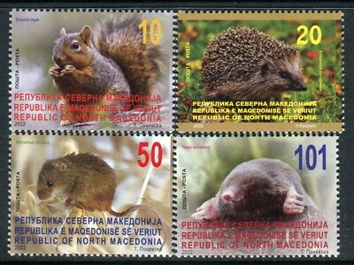 351 - NORTH MACEDONIA 2022 - Fauna - Hedgehog - Fox Squirrel - Mole - Mouse -MNH - Image 1 of 2