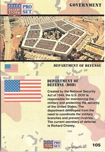 1991 Pro Set Desert Storm 105 Department of Defense - Picture 1 of 1