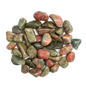 1/4 lb Tumbled Unakite Gemstone Crystal 25-45 Stones Bulk Gems Wholesale Rocks - Picture 1 of 8