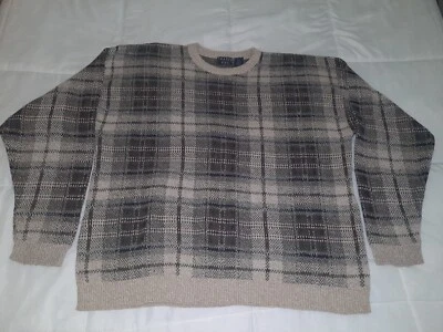 Vintage Trader Bay Sweater XLT Cotton Blend Pullover Khaki Green, Tan & Crimson - Image 1 of 4