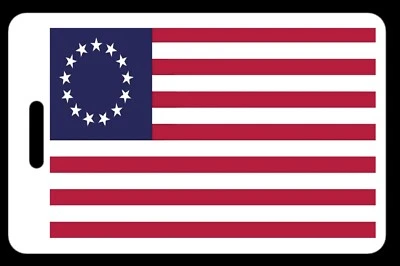 THE TRAVELING FLAMINGO Betsy Ross USA Flag Bag Tag - FREE Personalization Included!