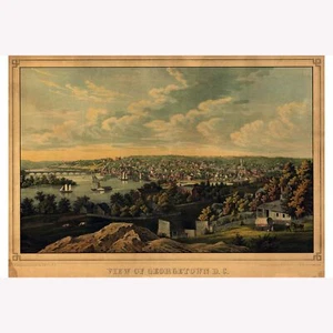 Mapa de Georgetown, Washington D.C. vista ojo de pájaro; 1855; mapa antiguo - Imagen 1 de 11