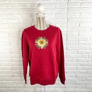 Basic Editions Red Fall Embroidered Sweatshirt Size Small - Picture 1 of 6