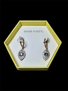 Bomb Party Earrings Call It A Crush 3993 Purple Rainbow Topaz Rose Gold Plating - Picture 1 of 3