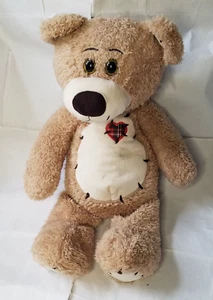First & Main Tender Teddy Bear Plush Brown White with Red Patch Heart 12" - Picture 1 of 8