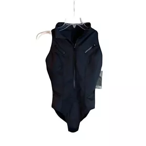 Miraclesuit Sz 12 Black Zip-Front One Piece Swimsuit NWT - Picture 1 of 11