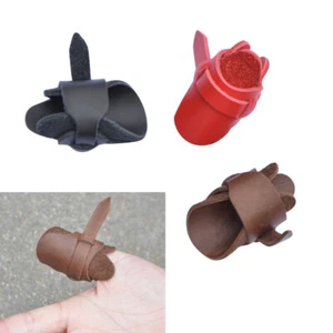Archery Leather Finger Guard Tab Thumb Ring Protector Gear Glove Bow Shooting - Picture 1 of 15