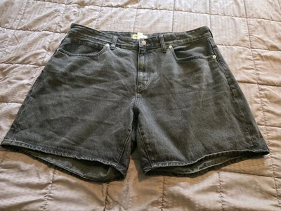 Pantalones cortos de jean holgados de mezclilla negros Madewell para mujer talla 16 W elásticos con cremallera Foto 1 de 4