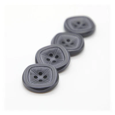 Buttons Grey Cushion Square Look Round Four Hole Buttons Set x 4 - Image 1 of 4