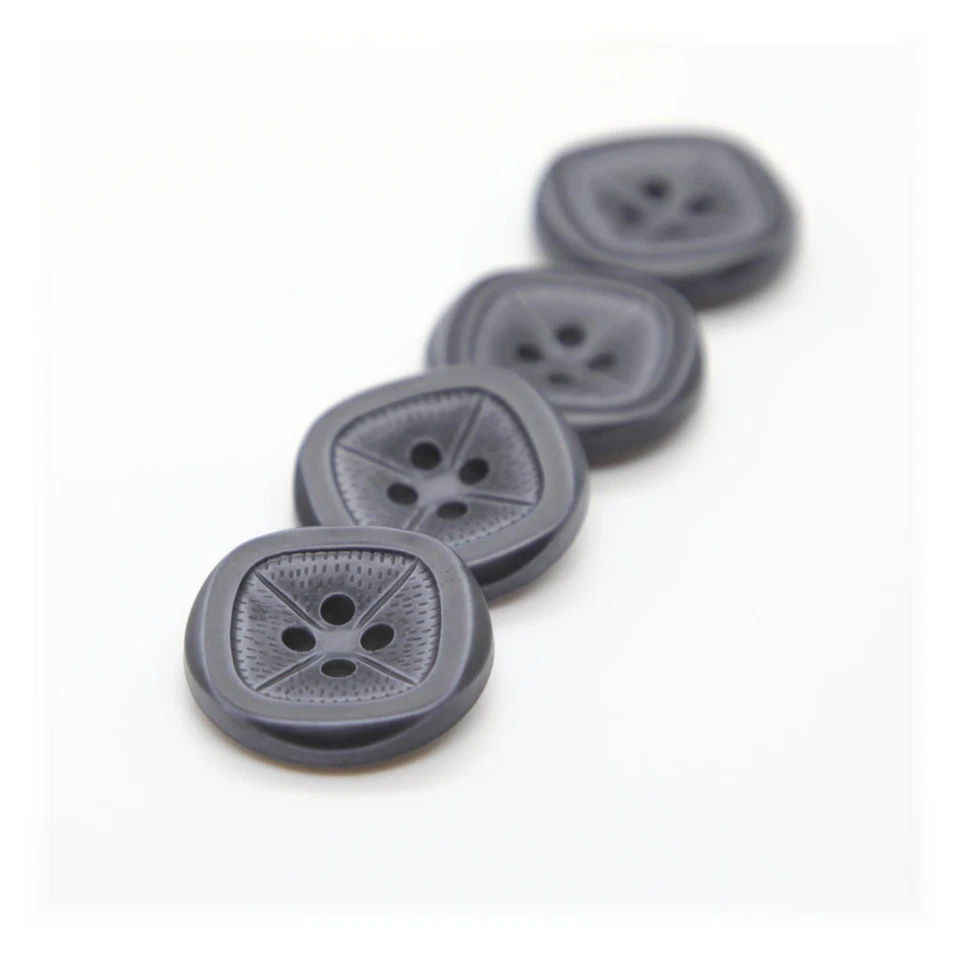 Buttons Grey Cushion Square Look Round Four Hole Buttons Set x 4 - image 1 of 4