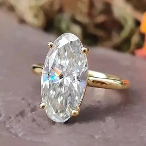 3.50CT Oval EF/VS1 Lab Grown Diamond Solitaire Engagement Ring 14k Yellow Gold - Picture 1 of 4