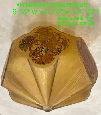 Lightolier Art Deco Painted Parrot After Sunset Ceiling Lamp Light fixture GLOBE - Image 1 of 4