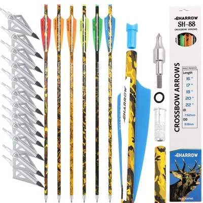 12X Archery Carbon Bolts Arrows 16" 17" 18" 20" 22" Vanes Mini Bow Hunt Shoot - Image 1 of 4