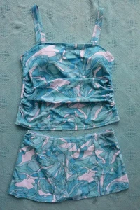 NEW Swimwear BLUE TANKINI Top SWIM SKIRT Bottoms Size XL-18. RUCHED. Adj.Straps - Bild 1 von 1