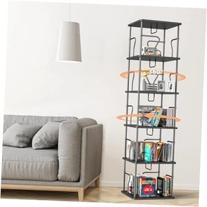 5 Tier Square Rotating Bookshelf Tower, Spinning Bookshelf, 360° Display Round - Picture 1 of 8