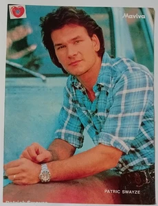 Póster de doble cara de revista griega Patrick Swayze/Rick Astley años 80 - Imagen 1 de 2