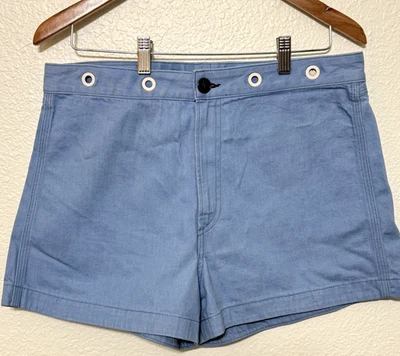 Pantalones Cortos Rag & Bone Para Mujer 31 Azul Claro Cambray Marinero Ojal Cintura Hechos en EE. UU. Foto 1 de 4