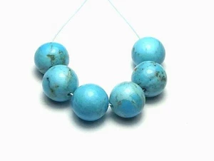 6 pcs BLUE KINGMAN TURQUOISE 8mm Round Beads NATURAL COLOR - Imagen 1 de 2