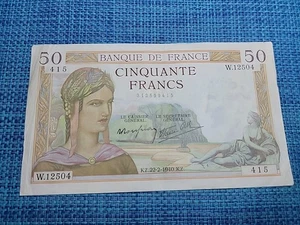 ๐ซ๐ท France 50 francs 1940 P-85b VF+ NO HOLES banknotes 081225-18 - Picture 1 of 3