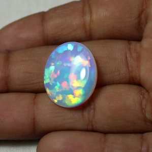 8.5 Cts 19.1x15.8 MM Natural AAA Grade Rainbow Fire Ethiopian Opal Oval Cabochon - Picture 1 of 13