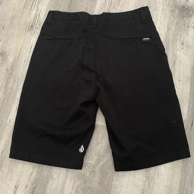 Volcom Flat Front Shorts Mens Size 28 Black 10 Inch Inseam Logo Cotton Blend - Image 1 of 4