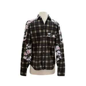 GIVENCHY $1290 Runway Pre Spring Plaid Floral Patch Shirt Size 39- 15.5 Small - Picture 1 of 18