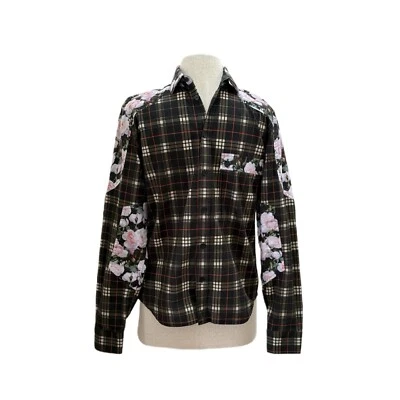 GIVENCHY $1290 Runway Pre Spring Plaid Floral Patch Shirt Size 39- 15.5 Small - Image 1 of 4