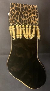 Neiman Marcus Velvet Christmas Stocking - Chocolate with tassels - Picture 1 of 4