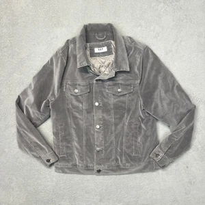 NXP Nena Pasadena Corduroy Jacket Large L Button Close Grey Quilted Inside Grey - Picture 1 of 6
