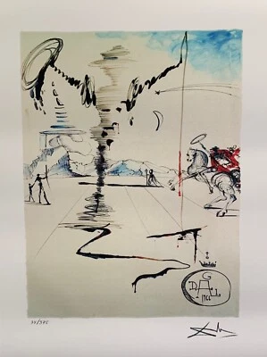 Salvador Dali CHEVALIER Facsimile Signed Limited Edition Giclee Art 16" x 12"