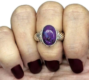 Purple Mojave Turquoise Ring, Size O, Sterling Silver, Oval Shaped, Goddess Gem - Bild 1 von 7
