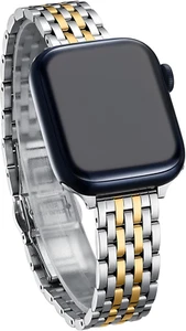 Thin & Feminine Bands for Apple Watch 10 Se 9 8 7 6 5 4 3 2 1, Dressy Metal Watc - Picture 1 of 9