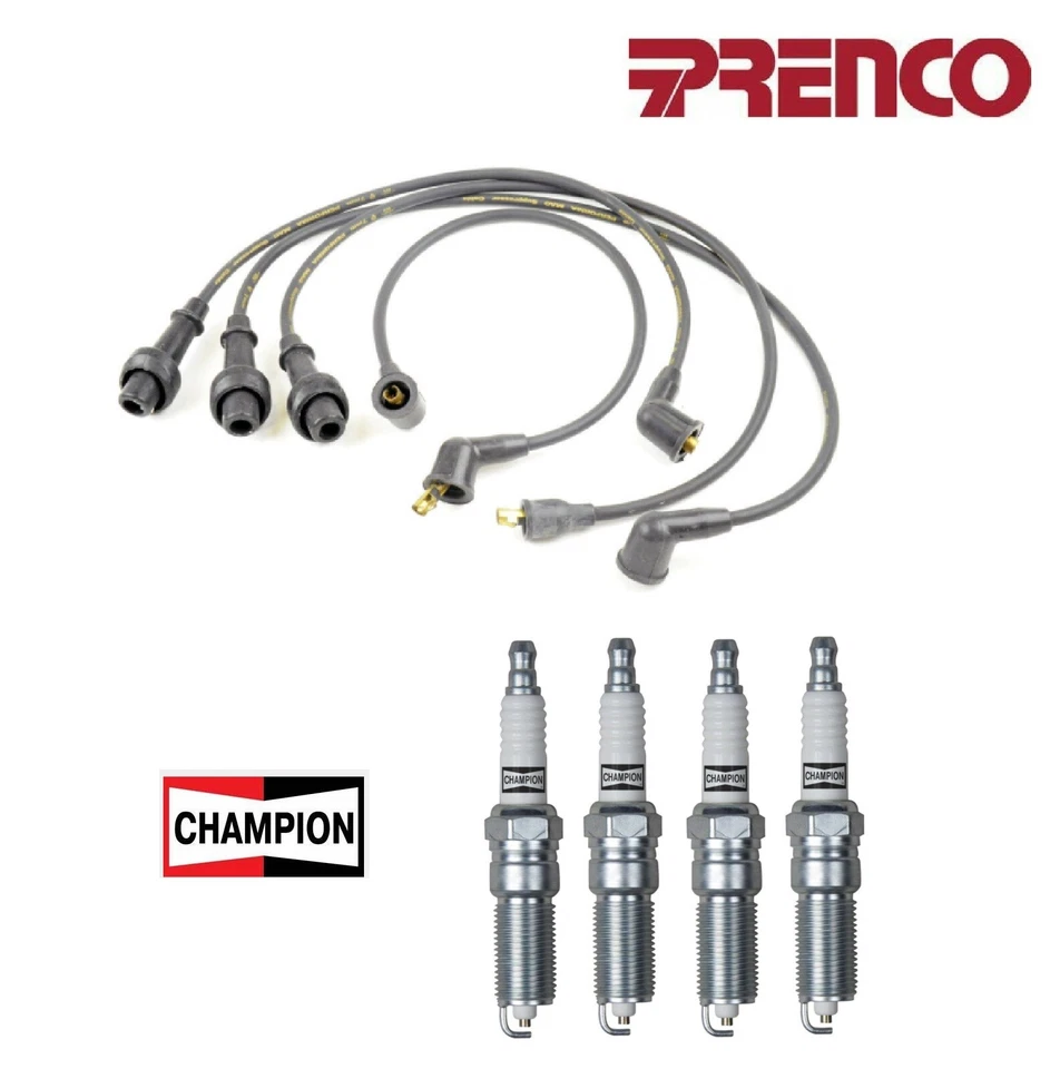 PRENCO Wire Set + 4 CHAMPION Spark Plugs For Chrysler PT Cruiser/ Dodge Caravan - Image 1 of 1