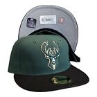 New Era Milwaukee Bucks 2 Tone 59FIFTY Fitted Hat Green Cap Size 7 5/8
