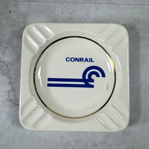 Vintage Conrail Railroad Railways Glass Advertising Ashtray 5.5" Square - Picture 1 of 6