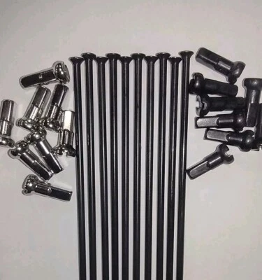 NEGRO ST. Radios de bicicleta de acero inoxidable personalizados de 14 g (2,0 mm) con tetinas de latón Foto 1 de 3