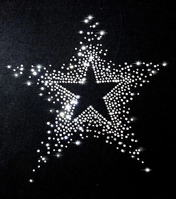 XL STRASSSTEINE STERN BÜGELBILD HOTFIX APPLIKATION STERNE STAR groß klar weiß - Bild 1 von 4