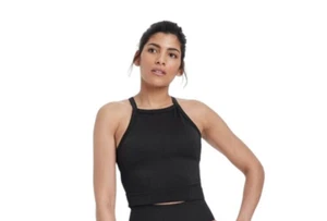 All in Motion Women Tank Ribbed Seamless Shelf Bra Stretch Black XXL NEW FS - Picture 1 of 4